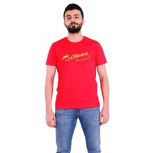 Tshirthane P18107S1208 Sarı Kırmızı Atatürk İmza Kısa Kol Kırmızı Slim Fit Erkek T-shirt