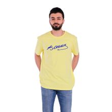 Tshirthane P18107S1208 Sarı Lacivert Atatürk İmza Kısa Kol Sarı Slim Fit Erkek T-shirt