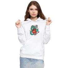 Tshirthane P18738S7374 Dragon Samurai Anime 3ip Kapüşonlu Kadın Beyaz Sweatshirt