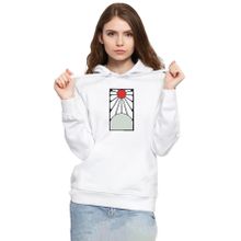 Tshirthane P20756S3272 Demon Slayer Anime Crest Earring Demon 3ip Kapüşonlu Kadın Beyaz Sweatshirt