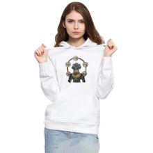 Tshirthane P20780S7978 Demon Slayer Anime Hantengu Clone 3ip Kapüşonlu Kadın Beyaz Sweatshirt