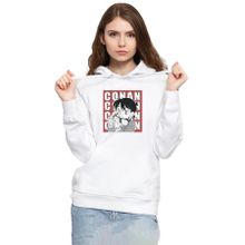 Tshirthane P20951S1372 Detective Conan Anime Conan 3ip Kapüşonlu Kadın Beyaz Sweatshirt