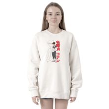 Tshirthane P20961S1619 Detective Conan Anime Shinichi Kudo 2ip Kadın Beyaz Sweatshirt