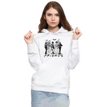 Tshirthane P21235S1173 Halloween Friends Beyaz Kadın Kapüşonlu Sweatshirt