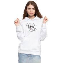 Tshirthane P21631S502 Jason Voorhees Facemask 3ip Kapüşonlu Kadın Beyaz Sweatshirt