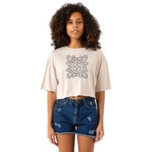 Tshirthane P22535S9620 Relic Fragment Bej Kadın Crop