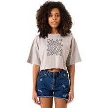 Tshirthane P22538S4813 Relic Fragment Taş Rengi Kadın Crop