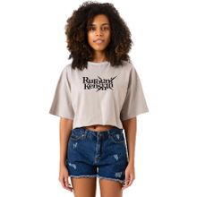 Tshirthane P22695S5792 Rurouni Kenshin Letter Logo Taş Rengi Kadın Crop