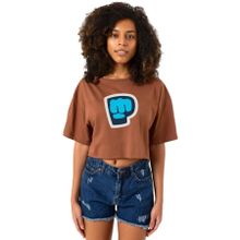 Tshirthane PiewDiePie Active Kahverengi Kadın Crop