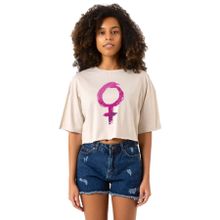 Tshirthane Purple Venus Symbol Bej Kadın Crop