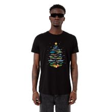 Tshirthane Shark Christmas Tree Siyah Erkek T-shirt