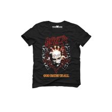 Tshirthane Slayer God Hates Us All Rock Metal Müzik Baskılı Dar Kesim Slim Fit Erkek T-shirt
