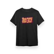 Tshirthane Teen Titans Go Yazı Siyah Kısa Kol Erkek T-shirt