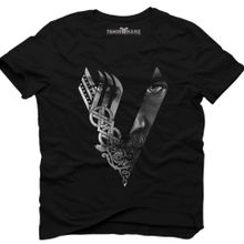 Tshirthane Vikings Ragnar Lothbrok Siyah Erkek T-shirt