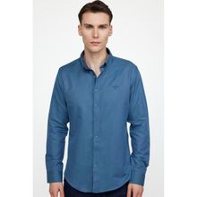 Tudors 27329 Slim Fit Pamuklu Kolay Ütü Düz Erkek Petrol Gömlek