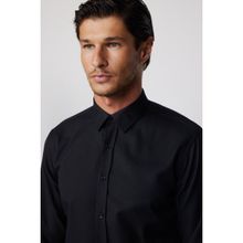 Tudors 28350 Modern Slim Fit Pamuklu Kolay Ütü Armürlü Siyah Erkek Gömlek