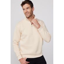 Tudors 29414 Pamuklu Dik Yaka Fermuarlı Ekru Unisex Sweatshirt