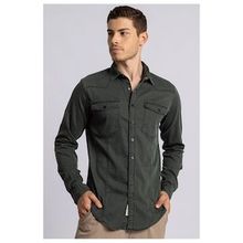 Tudors Slim Fit Dar Kesim Uzun Kol Erkek Kot Gömlek