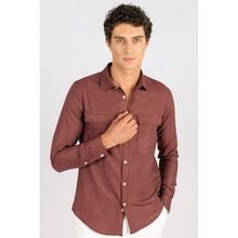 Tudors Slim Fit Uzun Kol Çift Cep Pamuk Keten Erkek Gömlek
