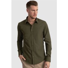 Tudors Terry Cotton Slim Fit Dar Kesim Haki Erkek Gömlek