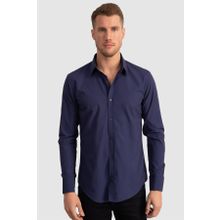 Tudors Terry Cotton Slim Fit Dar Kesim Lacivert Erkek Gömlek