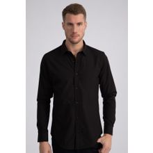 Tudors Terry Cotton Slim Fit Dar Kesim Siyah Erkek Gömlek