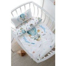 Tuğba Kuğu For Baby Serisi Mavi Balonda Fil 60x100 cm Anne Yanı Beşik Nevresim Takımı