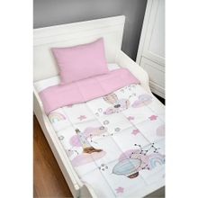 Tuğba Kuğu Iconic Serisi Pembe Hava Balonlu Gökkuşağı 95x145 cm Bebek Yorgan Seti