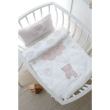 Tuğba Kuğu Pure Baby Serisi Buluta Tırmanan Ayıcık 60x100 cm Anne Yanı Beşik Nevresim Takımı