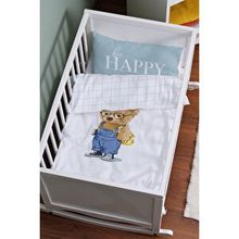 Tuğba Kuğu Pure Baby Serisi Salopetli Ayıcık 60x100 cm Anne Yanı Beşik Nevresim Takımı
