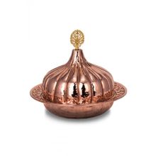Turna Bakır TURNA9058-1 30 cm Paşaçadırı Kırmızı El Dövme Yuvarlak Sunum Tabağı