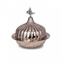 Turna Bakır TURNA9058-2 30 cm Paşaçadırı Nikel El Dövme Yuvarlak Sunum Tabağı