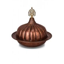 Turna Bakır TURNA9058-3 30 cm Paşaçadırı Oksit El Dövme Yuvarlak Sunum Tabağı