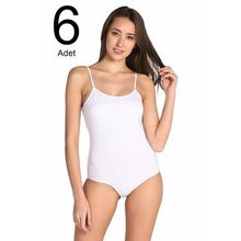 Tutku ELF568T0148CCM6 Beyaz 6'lı İp Askılı Likralı Kancalı Çıtçıtlı Kadın Body