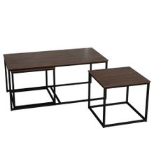 Twins İç İçe Geçmiş Ceviz Tabla Sehpa