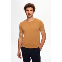 Twn 0EF069421003M Slim Fit Camel Düz Örgü T-shirt