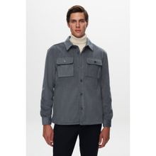 Twn 1EC07VH01001M Relaxed Fit Mavi Düz Kadife Gömlek Mont