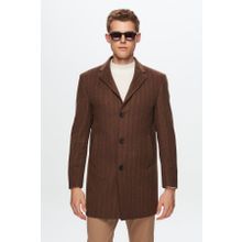 Twn 1EF0832255009 Slim Fit Kahverengi Çizgili Palto