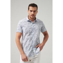 Twn 6EC022101288D Slim Fit Mavi Baskılı Erkek Gömlek