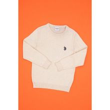 U.S. Polo Assn. Kız Çocuk Krem Melanj Bisiklet Yaka Basic Kazak 50316808-VR159 - 13 - 14 Yaş