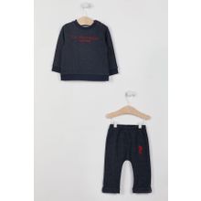 U.S. Polo Assn. Lisanslı Denim Mavisi Erkek Bebek Uzun Kol Eşofman Takım
