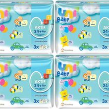 Uni Baby Aktif Oyna Öğren 52 Yaprak 12'li Set 624 Yaprak 4PKx3 Islak Havlu