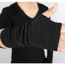 Unisex Siyah Örme Kumaş Parmaksız Eldiven