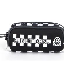 United Colors of Benetton 03783 Çift Bölmeli Siyah Dama Desenli Kalem Çantası