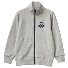 United Colors of Benetton 3J70G500S Gri Melanj Logolu Erkek Çocuk Sweatshirt