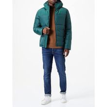 United Colors of Benetton Koyu Yeşil Kapşonsuz Puffer Erkek Mont