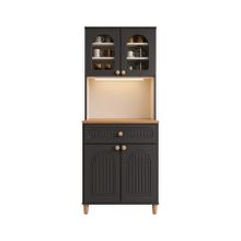 Upstyle Barista LED Aydınlatmalı Kahve Köşesi Dolabı Retro Büfe 195CM Mdf Antrasit