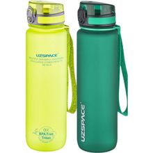 Uzspace 2'li Set 1000 ml Sarı - Koyu Yeşil Fiftyfifty Tritan Su Matarası