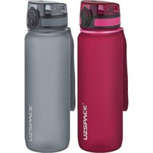 Uzspace 2'li Tritan 800 ml Fiftyfifty Gri - Gül Kurusu Matara Seti