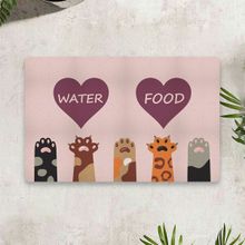 Vagonik Water Food Kalp 50x70 cm Pudra Kedi Köpek İç ve Dış Kapı Mama Paspası